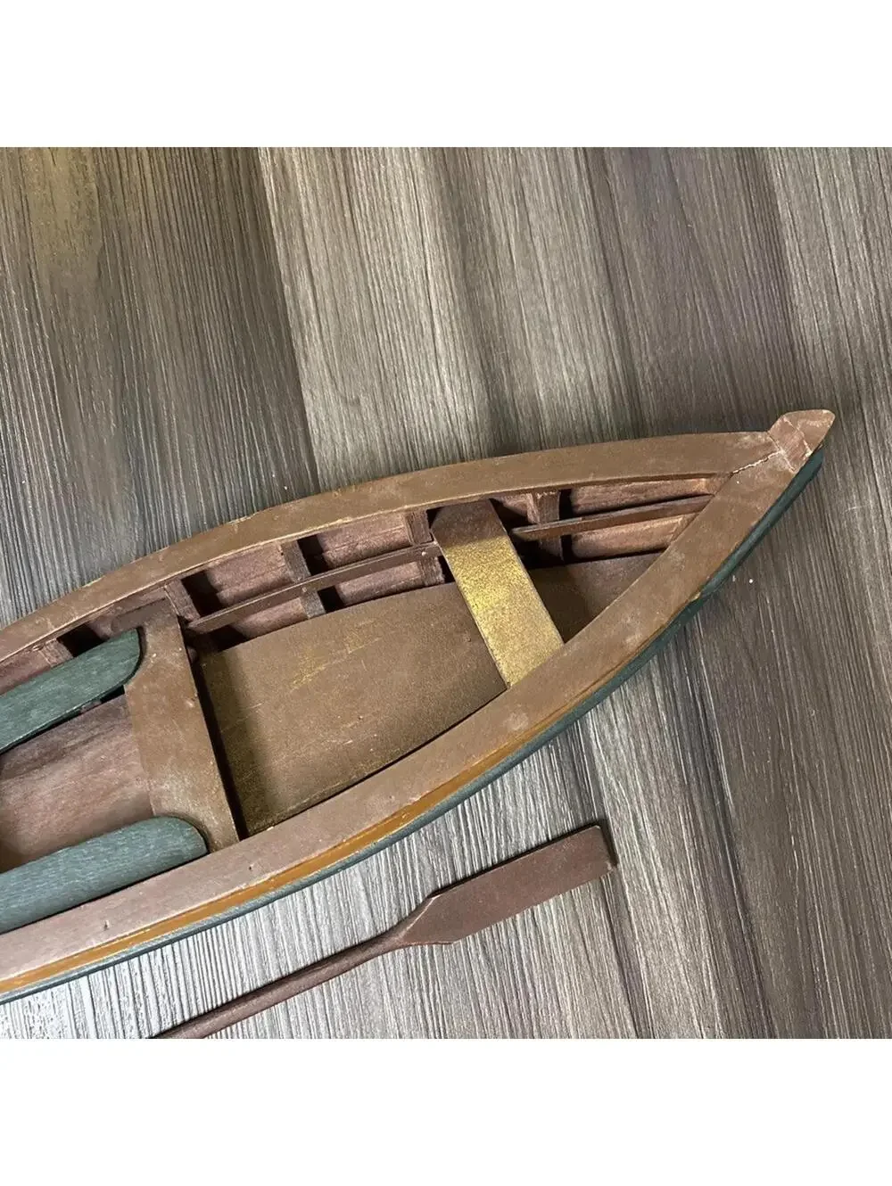 Wood Canoe Model With Paddle 15” Brown Paddle Boat